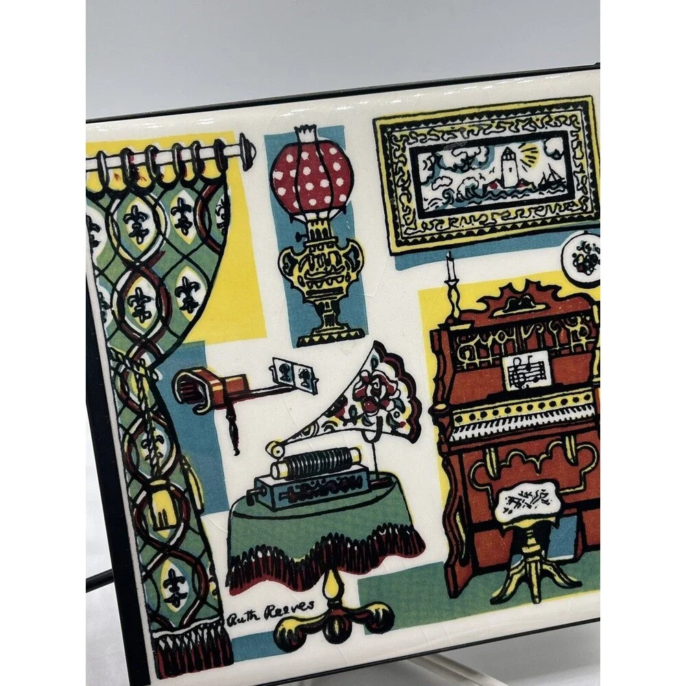 Vintage Garth Industries Electric Trivet Food Warmer Ruth Reeves Decorative Tile